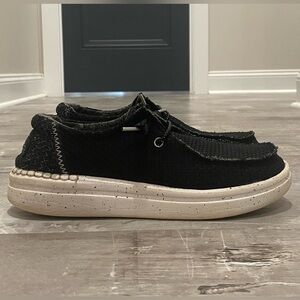 Women’s Hey Dude Black and White Shoes Size 9